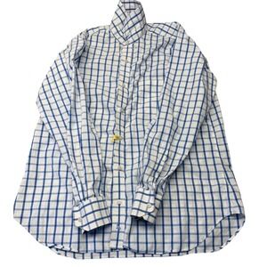 Tailorbyrd Collection Mens Large Blue White Windowpane Check Button Down Shirt L
